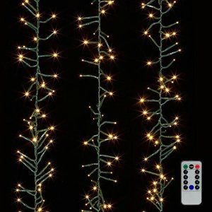Christmas Cluster Lights 10 Foot Garland with 300 Warm White Lights Green Wire